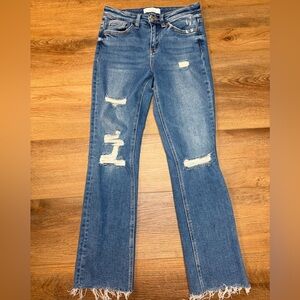 Vervet Distressed Cropped Jeans Size 24 High Rise Stretch Raw Hem Denim EUC
